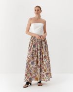 Minimalist corset in organic cotton, midi, white