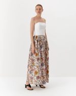 Minimalist corset in organic cotton, midi, white - Image 2