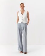 Elegant cotton vest, short, white
