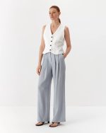 Elegant cotton vest, short, white - Image 2