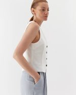 Elegant cotton vest, short, white - Image 4