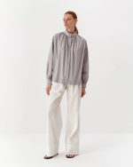 Elegant organic cotton shirt, light gray - Image 2