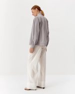 Elegant organic cotton shirt, light gray - Image 4