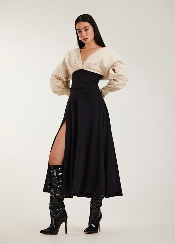 ssd-14816.jpg Signora Dress Black and Beige - Image 1