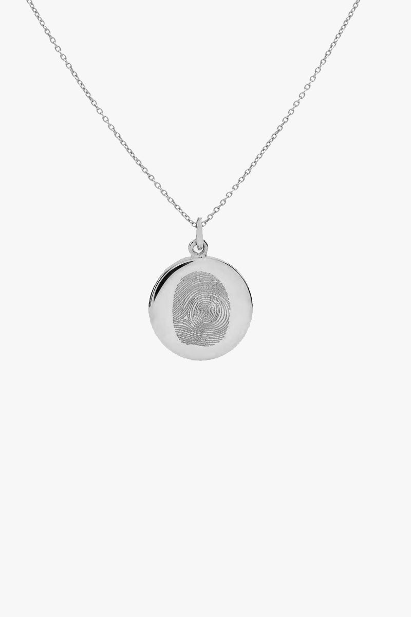 Coliersmallcoinwithfingerprintargint.jpg Little Coin Necklace With Silver Imprint - Image 1