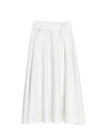 Elegant Italian wool skirt with cords, white