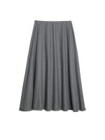 Cotton flannel office skirt, midi, gray