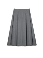 Cotton flannel office skirt, midi, gray - Image 4