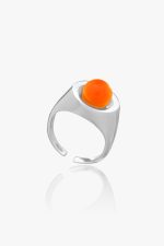 Neon Pearl Signet Orange Ring