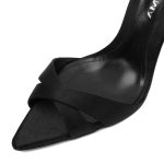 Thea Black Satin Sandals - Image 5
