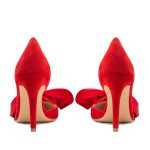 Samantha red suede and oversized red satin bow open sided stiletto - Image 2