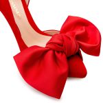 Samantha red suede and oversized red satin bow open sided stiletto - Image 5