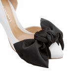 Samantha white leather and oversized black satin bow open sided stiletto - Image 5