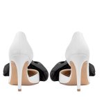 Samantha white leather and oversized black satin bow open sided stiletto - Image 3