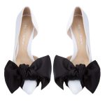 Samantha white leather and oversized black satin bow open sided stiletto - Image 4