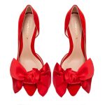Samantha red suede and oversized red satin bow open sided stiletto - Image 4