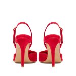 Alice Red Suede and Crystal Buckle Slingback Pumps - Image 3