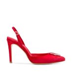 Alice Red Suede and Crystal Buckle Slingback Pumps