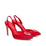 Alice Red Suede and Crystal Buckle Slingback Pumps - Image 2