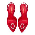 Alice Red Suede and Crystal Buckle Slingback Pumps - Image 4