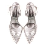 Thea Crocodile Effect Silver Leather Sandals - Image 5