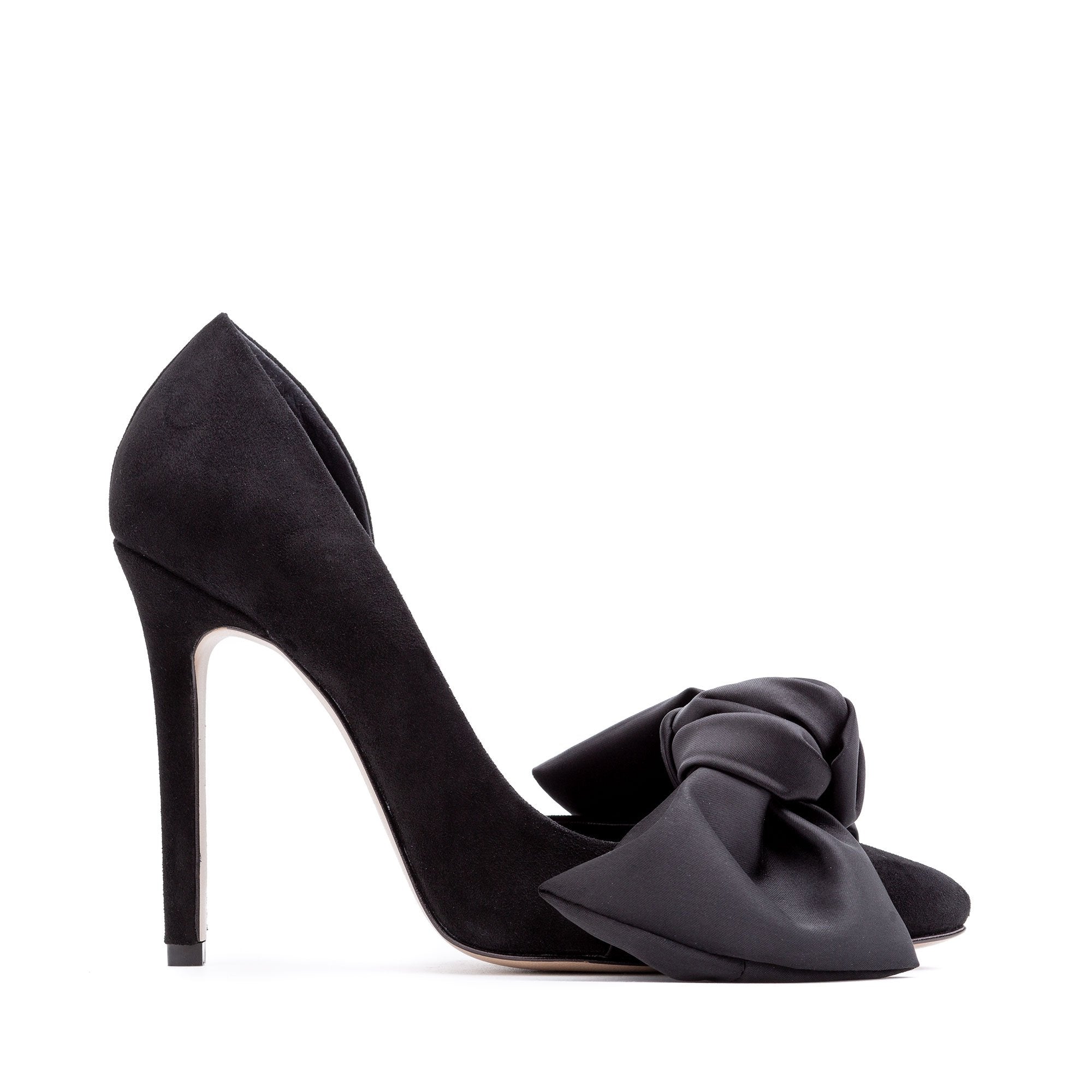 DD1B8477.jpg Samantha black suede and oversized black satin bow open sided stiletto - Image 1