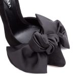 Samantha black suede and oversized black satin bow open sided stiletto - Image 5
