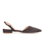 Alice V-Cut Grey Suede Slingback Flats