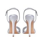 Chloe Silver Satin Sandals - Image 3
