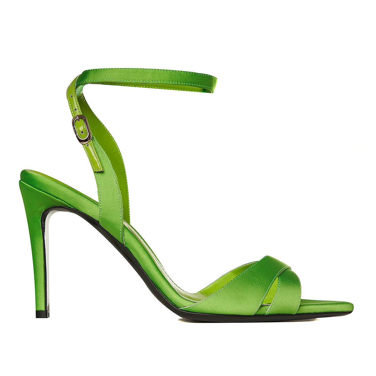 DSC07483.jpg Thea Grass Green Satin Sandals - Image 1