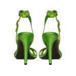 Thea Grass Green Satin Sandals - Image 3