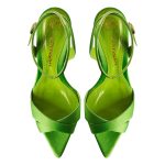 Thea Grass Green Satin Sandals - Image 4
