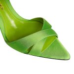 Thea Grass Green Satin Sandals - Image 5