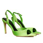 Vicky Green Grass Satin Sandals - Image 2