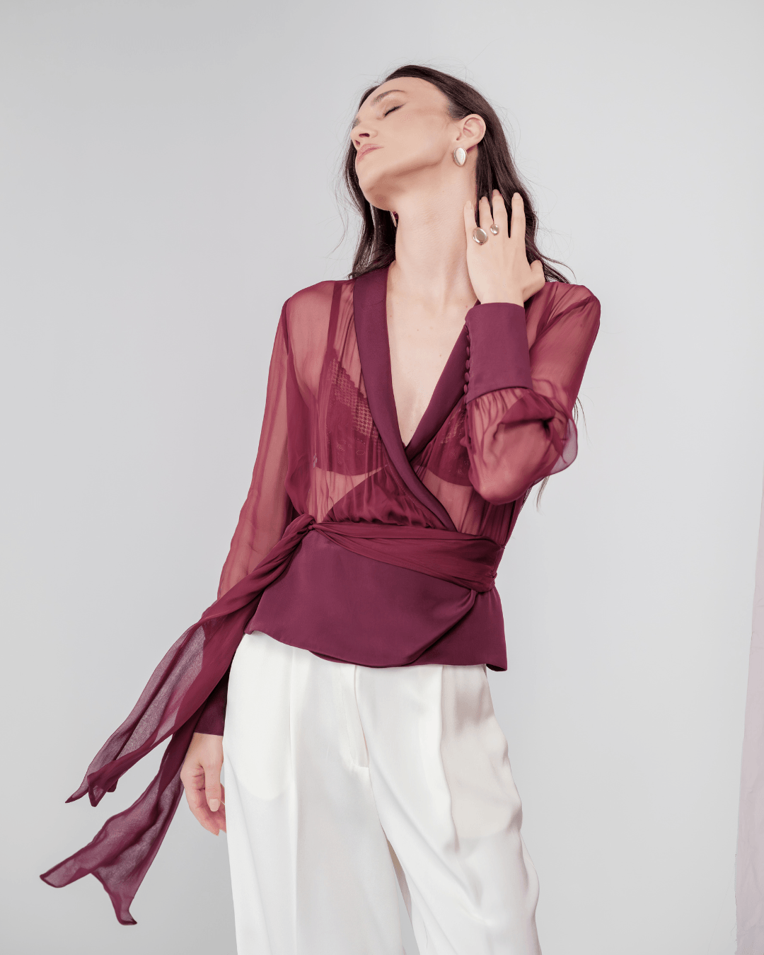 burgundy-voile-silk-blouse-front-view.png Berry Dusk Blouse - Image 1
