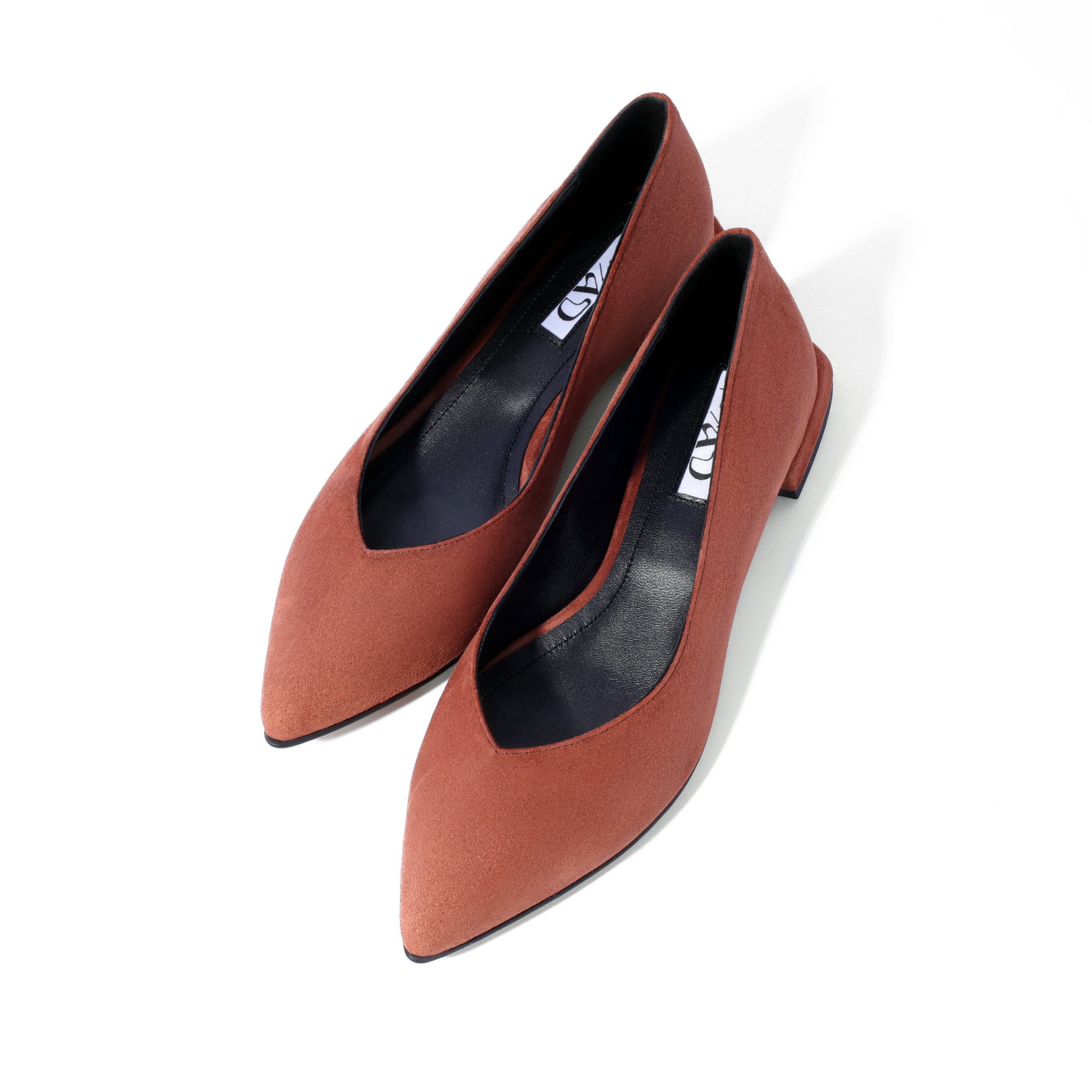 Ballerina_flats_in_brown_suede_leather.jpg GEORGIA Ballerina Brown Cognac Suede - Image 1