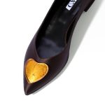 GEORGIA Ballerina Dark Chocolate Satin Gold Glass Hearts