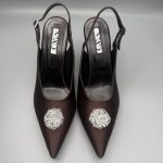YOKO Slingback Dark Chocolate Satin Diamond - Image 5