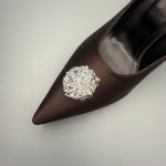 YOKO Slingback Dark Chocolate Satin Diamond - Image 3