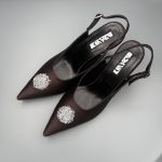 YOKO Slingback Dark Chocolate Satin Diamond - Image 4