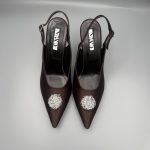 YOKO Slingback Dark Chocolate Satin Diamond - Image 2